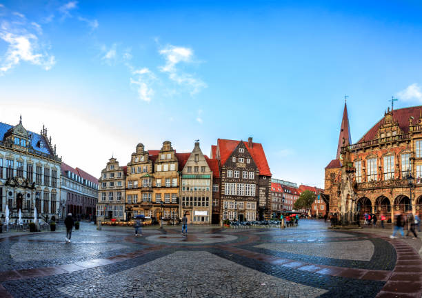 Bremen main market square in the centre of the Hanseatic City, Germany