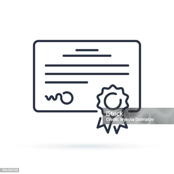 Vector Certificate Icon Achievement Or Award Grant Diploma Concepts Premium Quality Graphic Design Elements Stock Illustration - Download Image Now