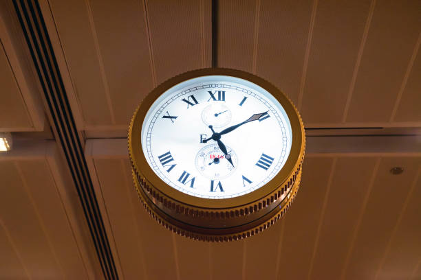 istock Vintage clock in airport 904320120