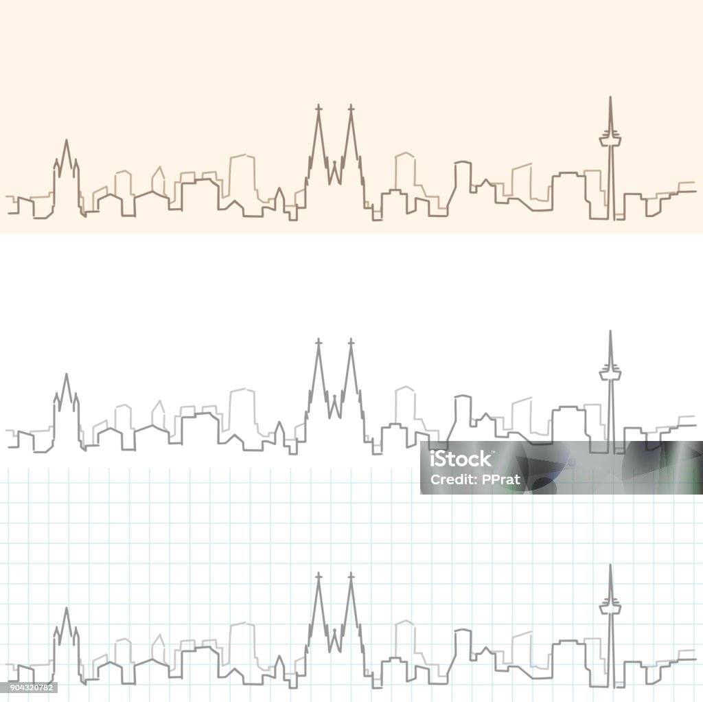 Kölner Hand gezeichnete Skyline - Lizenzfrei Köln Vektorgrafik