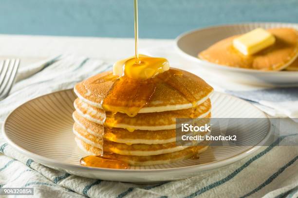 Sweet Homemade Stack Of Pancakes Stock Photo - Download Image Now - Pancake, Honey, Cake