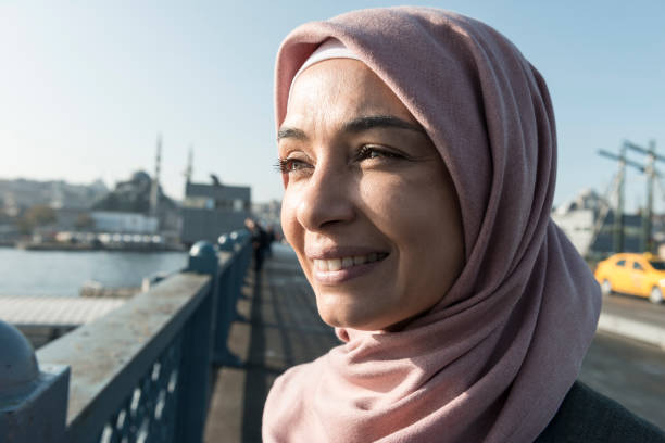 Young muslim woman at street. İstanbul 2017.