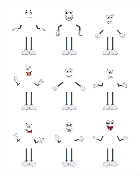 ilustrações de stock, clip art, desenhos animados e ícones de cartoon character arm, leg and face set isolated on white background - membro humano
