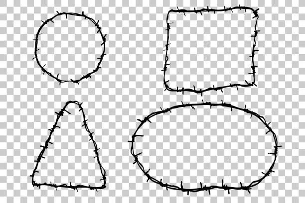 Vector illustration of Hand Draw sketch of four Shape Barbed Wire