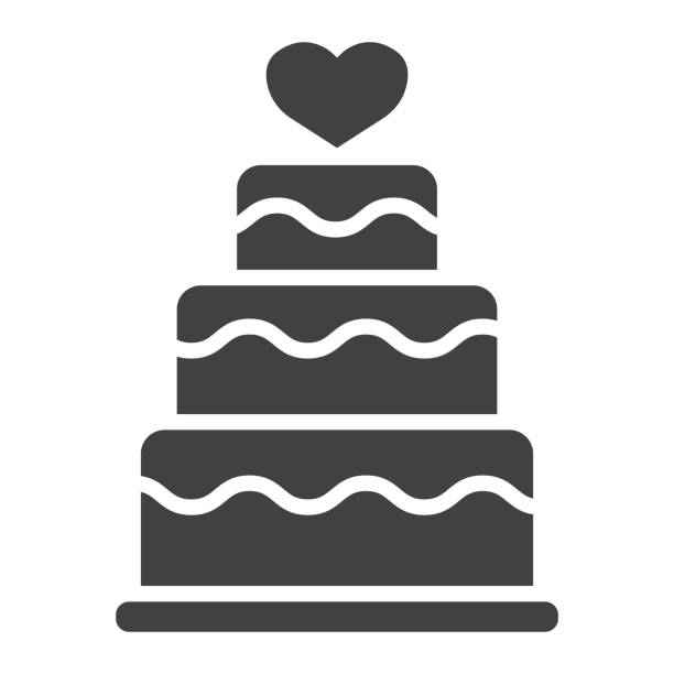 ułożone ikona glifów tortu miłosnego, walentynki i romantyczne, tort weselny znak grafiki wektorowej, solidny wzór na białym tle, eps 10. - tort weselny stock illustrations
