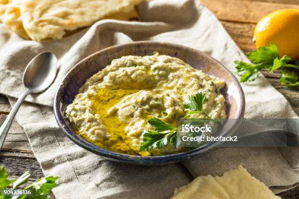 Savory Homemade Mediterranean Baba Ganoush Stock Photo - Download Image Now - Baba Ghanoush, Mediterranean Culture, Appetizer