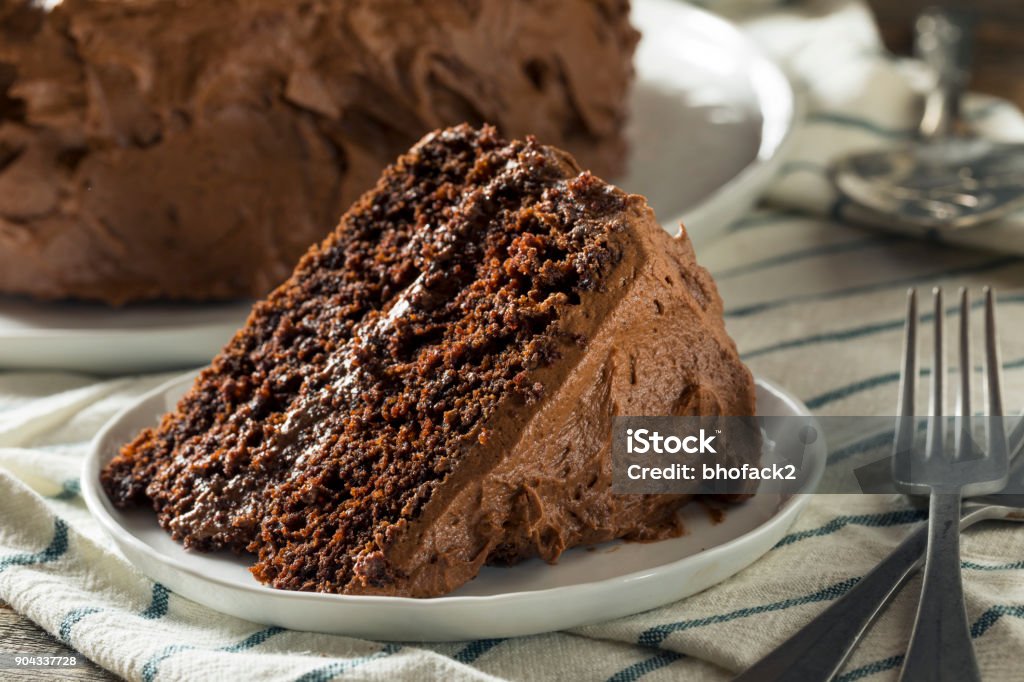 Sweet Homemade Dark Chocolate Layer Cake Sweet Homemade Dark Chocolate Layer Cake for Dessert Cake Stock Photo