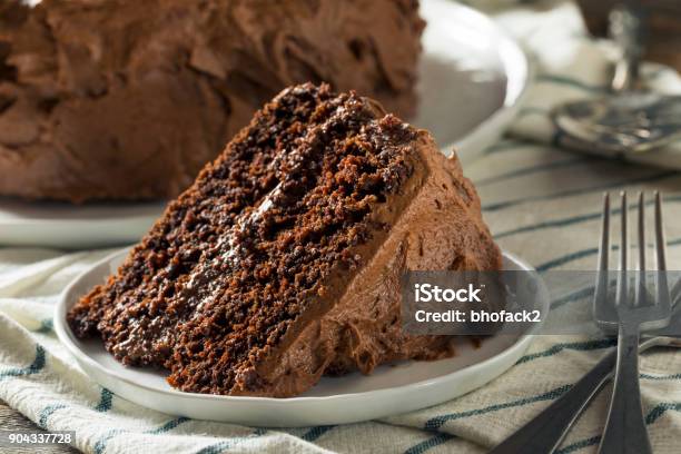 Sweet Homemade Dark Chocolate Layer Cake Stock Photo - Download Image Now - Cake, Chocolate Cake, Chocolate