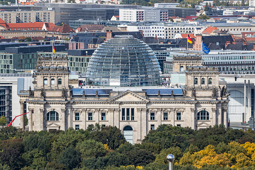 Roof of German parliament building (Bundestag) in Berlin, Germany