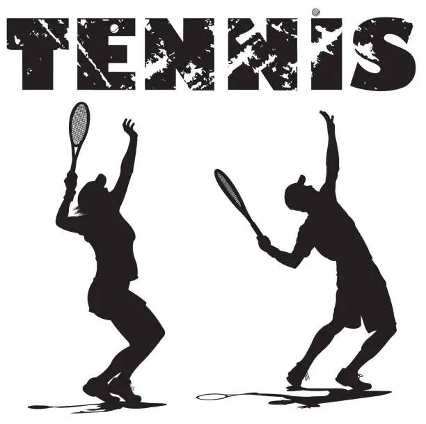 Vector illustration of Tennis Players Serving Ball with Typescript
