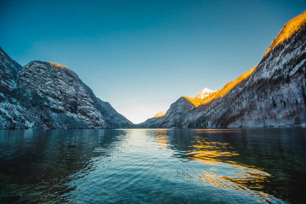 inverno koenigssee bayern alpi - koenigsee foto e immagini stock