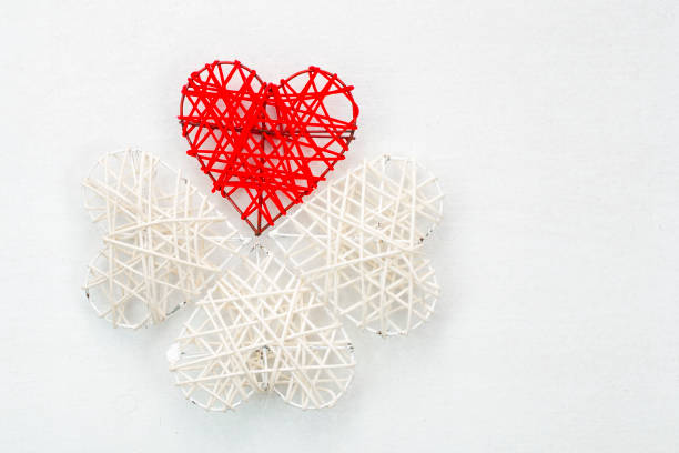 Valentines day card - red and white heart on white backgroundValentines day card - red and white heart on white background
