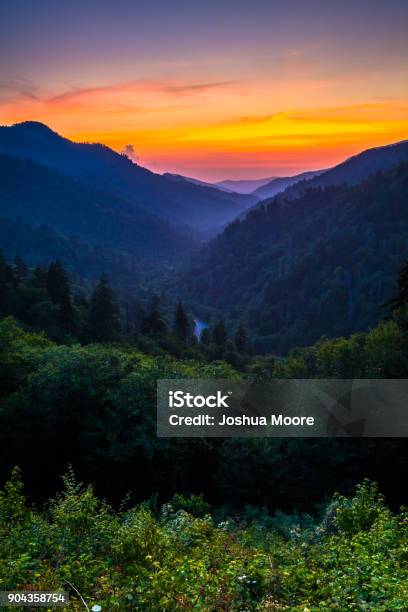 Sunset From Morton Gsmnp Stock Photo - Download Image Now - Great Smoky Mountains National Park, Great Smoky Mountains, Appalachia