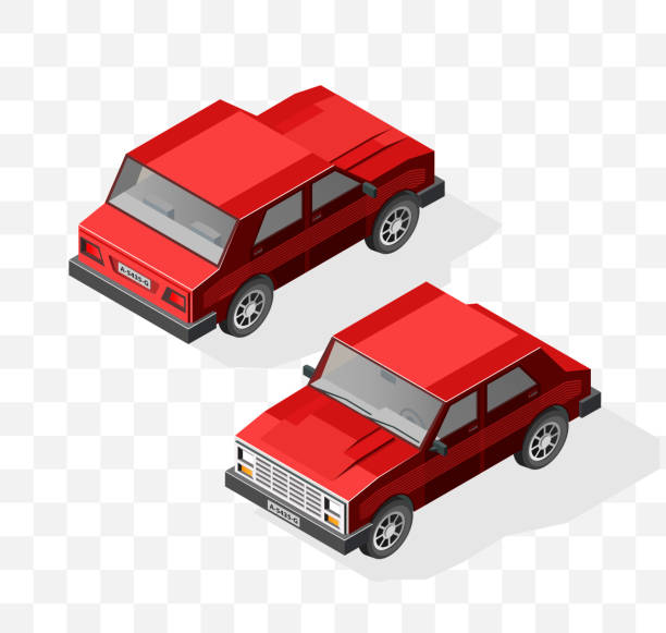 istock Set of Isolated High Quality Isometric City Elements on Transparent Background . Car 904363258