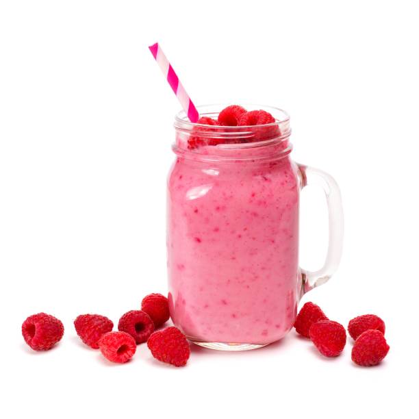 istock Raspberry smoothie in a mason jar with berries isolated on white 904368952