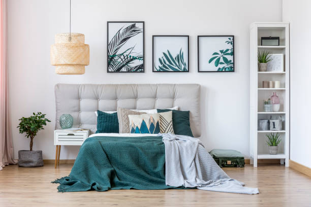 istock Rattan lamp in cozy bedroom 904379776