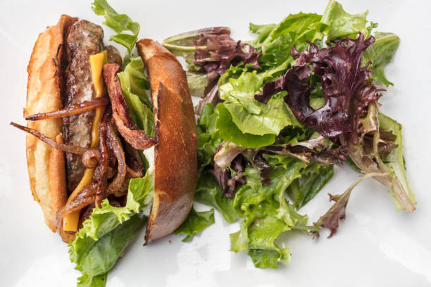 Tasty hamburger on the plate