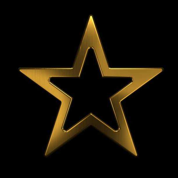 Gold Star Icon. 3D Render Illustration in black background