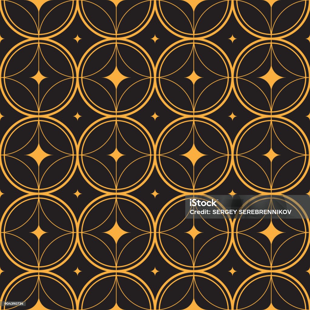 Art Deco Pattern Gold Rings Stars Pattern stock vector