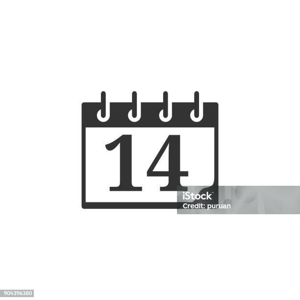 Bw Icon Valentine Calendar Stock Illustration - Download Image Now - Calendar, Number 14, Icon Symbol