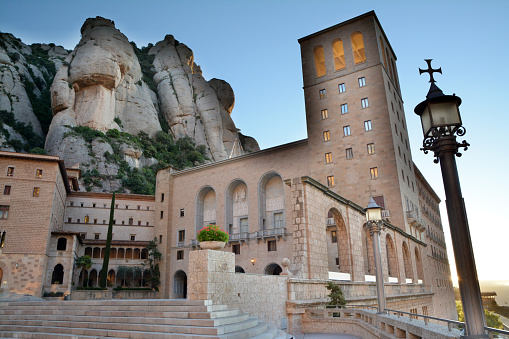 the Heart of the Sacred Montserrat Abbey. A Pilgrimage Destination in Mountains of Catalonia near Barcelona, Spain