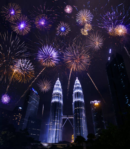 istock Kuala lumpur skyline with Fireworks celebration New year day 904400818