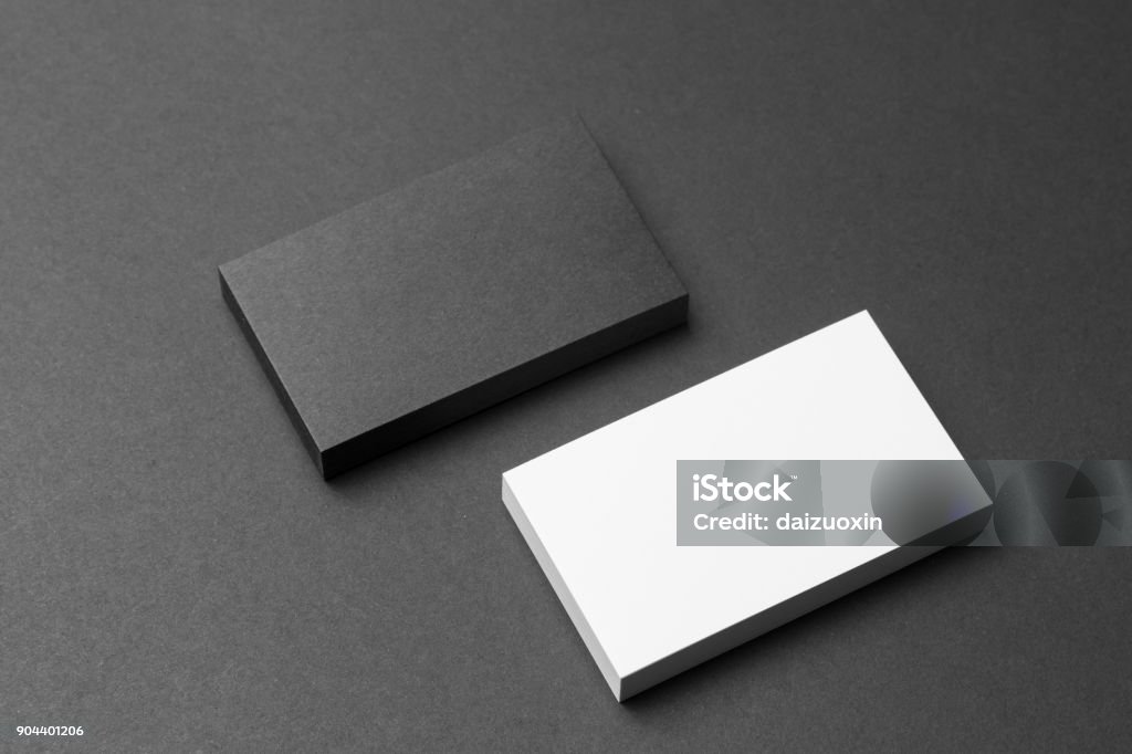 Business card on black background Business Card Stock Photo