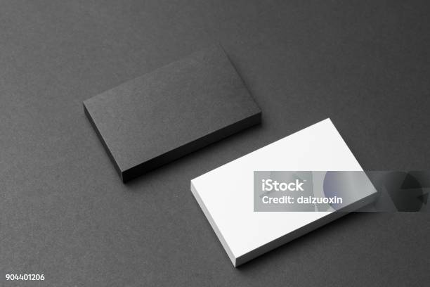 Business Card On Black Background Stock Photo - Download Image Now - Business Card, Template, Playing Card