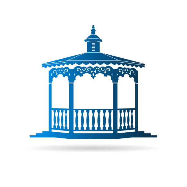 Wedding gazebo Illustration Wedding gazebo Illustration in white background octagon house stock illustrations