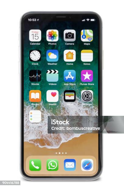 Apple Iphone X Silver Home Screen Stock Photo - Download Image Now - Smart Phone, iPhone, Mobile Phone