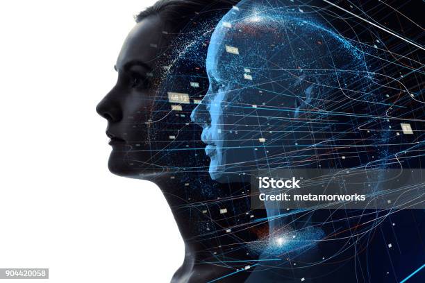 Mental World Of Human Concept Stock Photo - Download Image Now - Digitally Generated Image, Technology, Twin