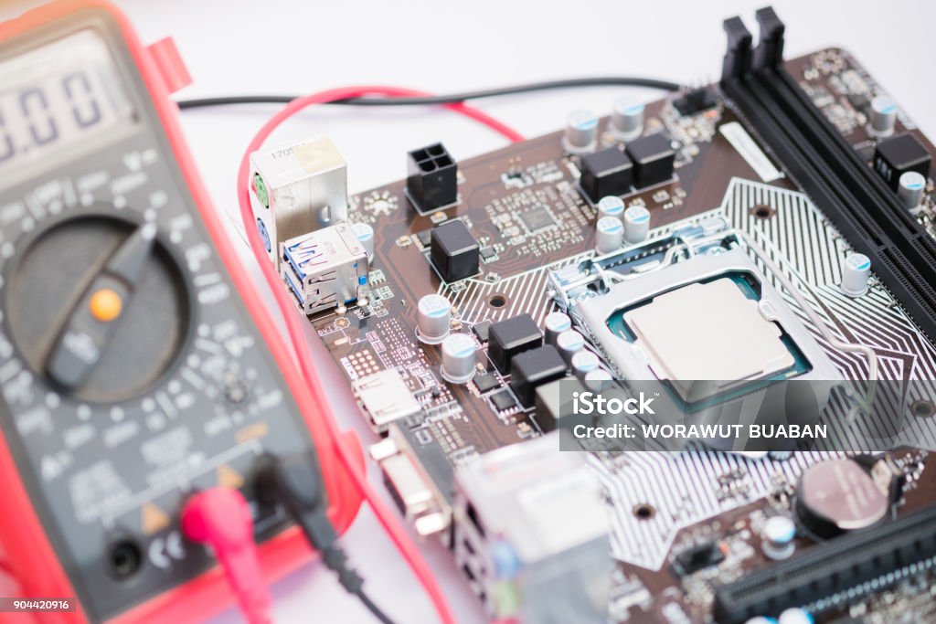 Multimeter Module For Pc Multimeter And Computer Motherboard With Cpu Stock Photo - Download ...