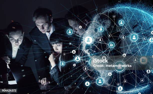 Socialnetworkingkonzept Stockfoto und mehr Bilder von Globus - Globus, Cloud Computing, Fusionen und Übernahmen