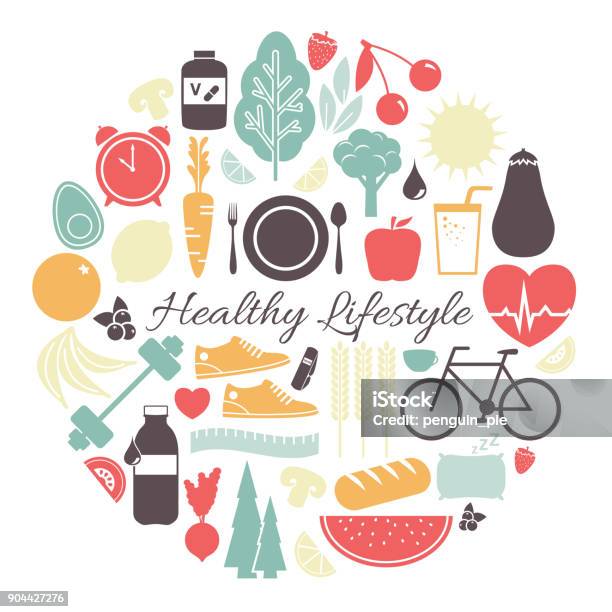 Healthy Lifestyle Vector Illustration Stock Illustration - Download Image Now - Healthy Lifestyle, Wellbeing, Change