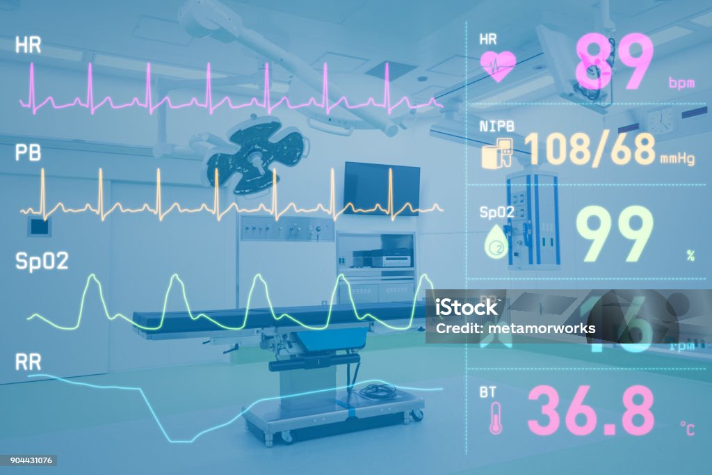 Surgery room and vital sign concept. Intensive Care Unit Stock Photo