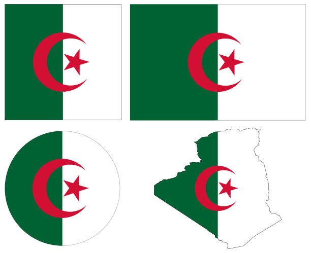 Algeria flag and map vector illustration of Algeria flag and map algeria flag silhouettes stock illustrations