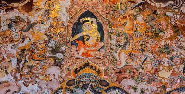 Buddhist temple mural painting art
