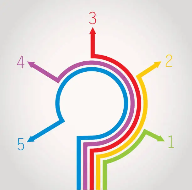 Vector illustration of Arrows chart of 5 branches