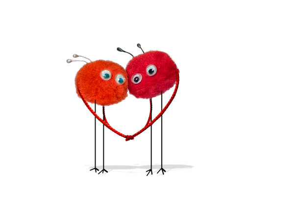 Cute furry couple holding hands forming a heart