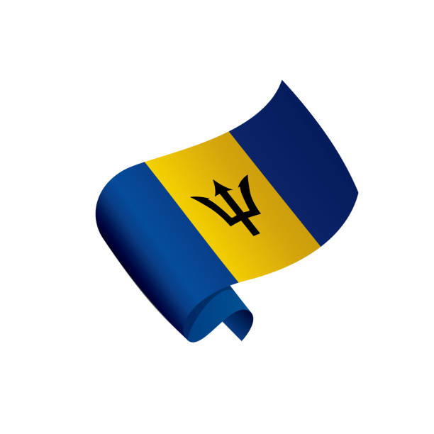 ilustraciones, imágenes clip art, dibujos animados e iconos de stock de bandera de barbados, ilustración vectorial - trident barbados flag pride