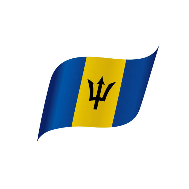 ilustrações de stock, clip art, desenhos animados e ícones de barbados flag, vector illustration - trident barbados flag pride