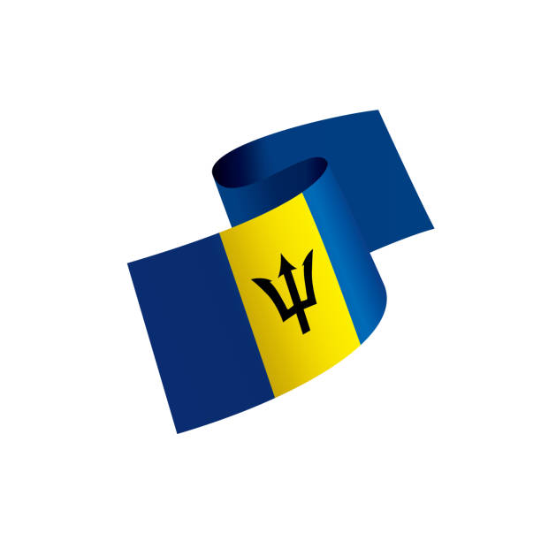 ilustraciones, imágenes clip art, dibujos animados e iconos de stock de bandera de barbados, ilustración vectorial - trident barbados flag pride