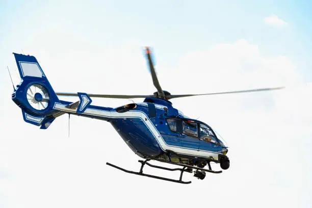 Modern helicopter in flight.