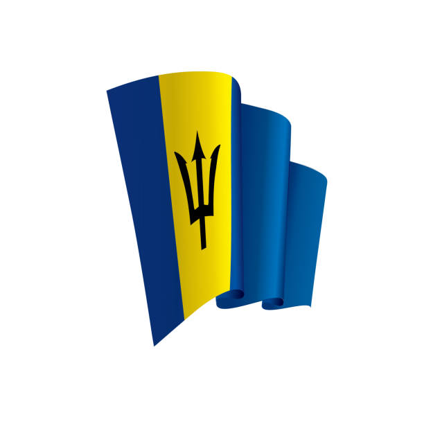 ilustrações de stock, clip art, desenhos animados e ícones de barbados flag, vector illustration - trident barbados flag pride