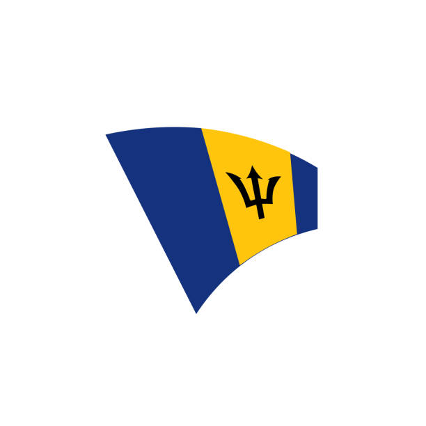 ilustrações de stock, clip art, desenhos animados e ícones de barbados flag, vector illustration - trident barbados flag pride