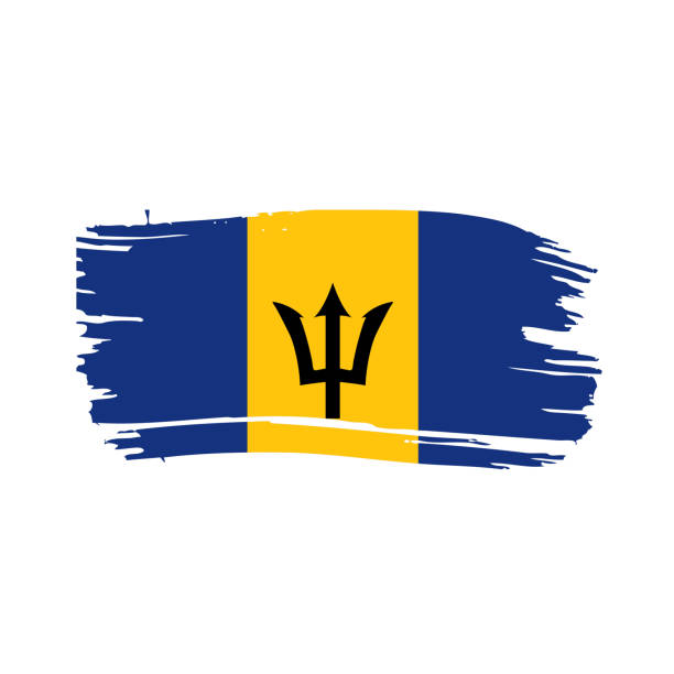 flaga barbadosu, ilustracja wektorowa - trident barbados flag pride stock illustrations
