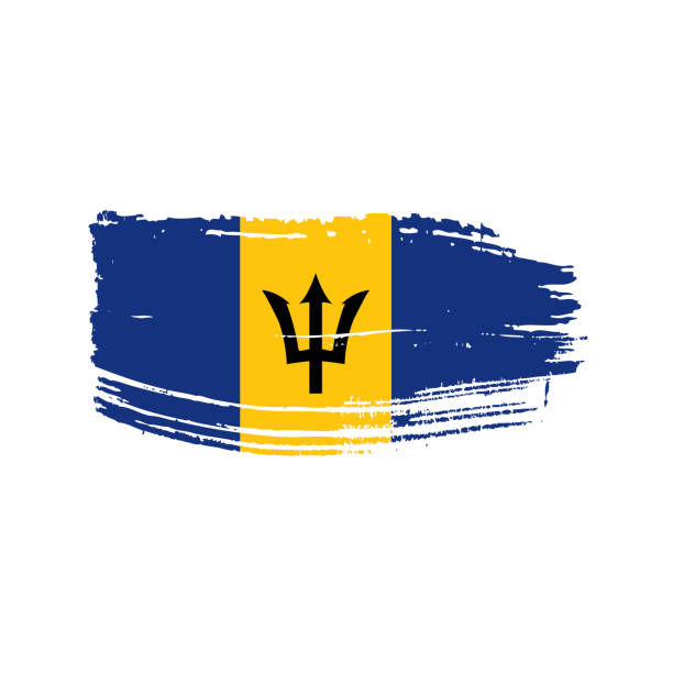 ilustraciones, imágenes clip art, dibujos animados e iconos de stock de bandera de barbados, ilustración vectorial - trident barbados flag pride