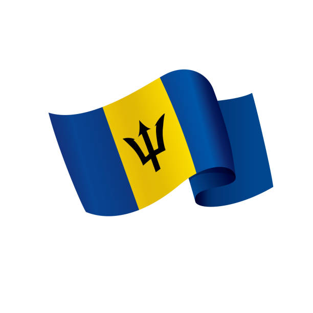 ilustraciones, imágenes clip art, dibujos animados e iconos de stock de bandera de barbados, ilustración vectorial - trident barbados flag pride