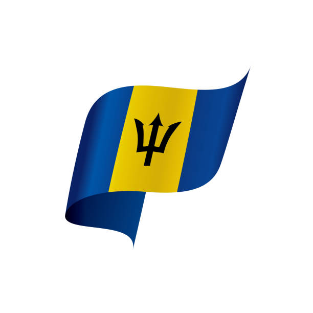 ilustrações de stock, clip art, desenhos animados e ícones de barbados flag, vector illustration - trident barbados flag pride