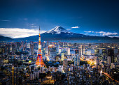 Composite image of Mt. Fuji and Tokyo skyline